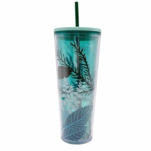 Starbucks Venti Cold Cup Washington the Evergreen State Tumbler Green 24 fl oz - Picture 4 of 13